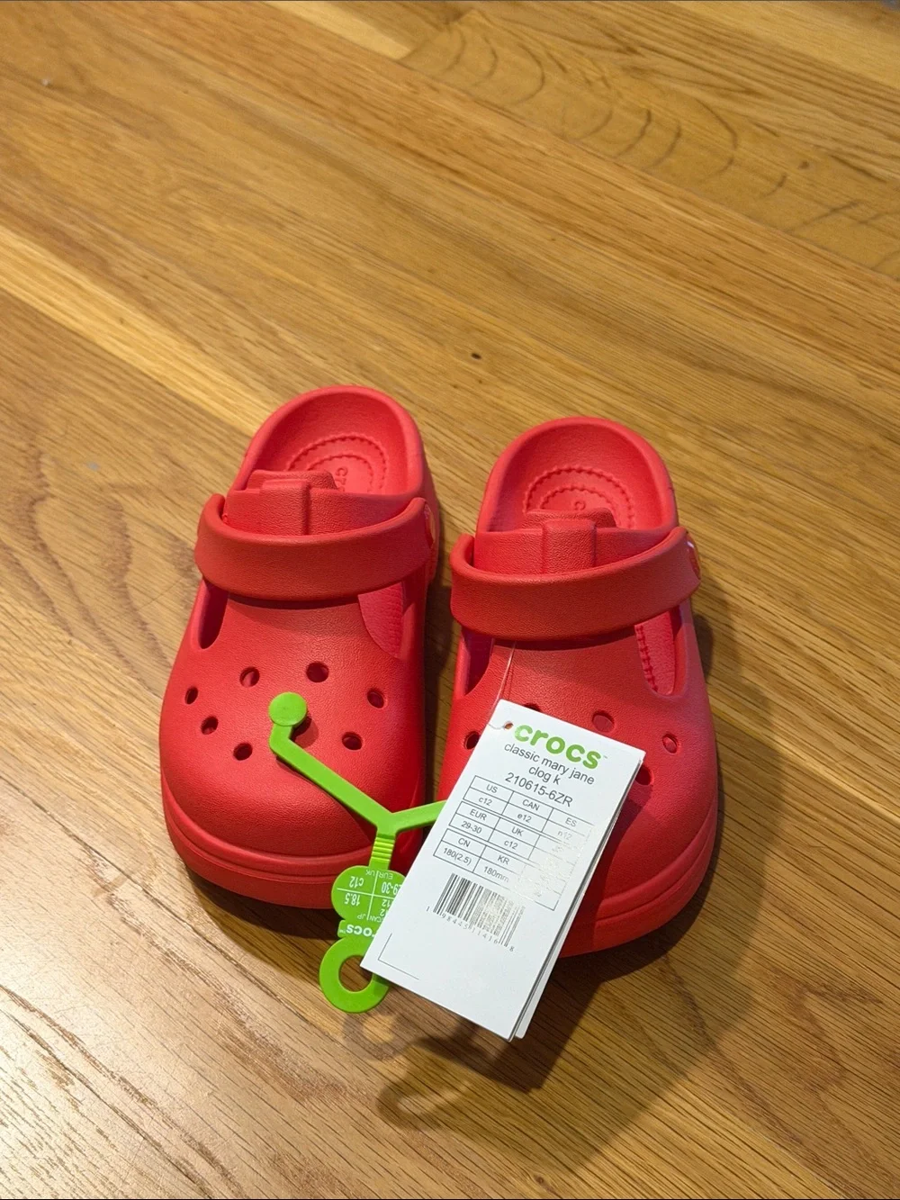 CROCS Kids Mary Jane Classic Clog in Bright Red